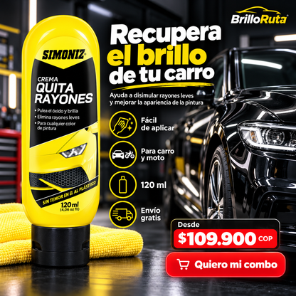 Crema Quita Rayones SIMONIZ 120ml | Recupera el Brillo de tu Carro y Moto