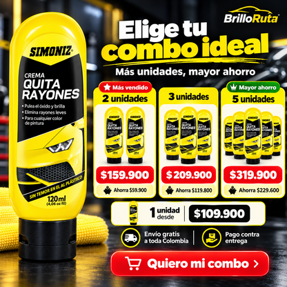 Crema Quita Rayones SIMONIZ 120ml | Recupera el Brillo de tu Carro y Moto