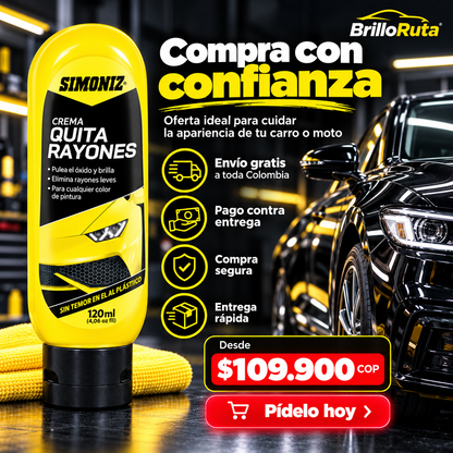 Crema Quita Rayones SIMONIZ 120ml | Recupera el Brillo de tu Carro y Moto